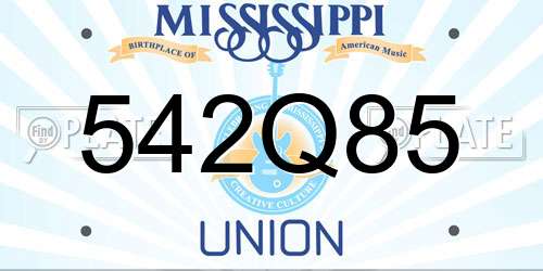 542Q85 Mississippi License Plate