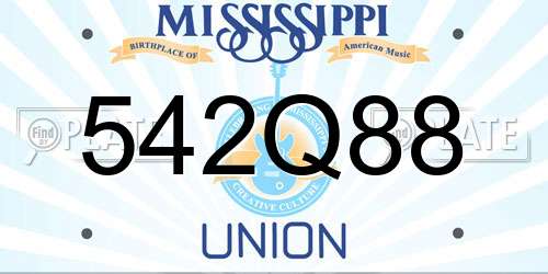 542Q88 Mississippi License Plate
