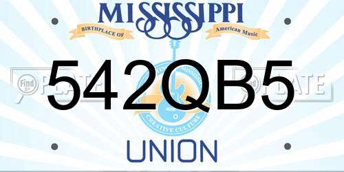 542QB5 Mississippi License Plate