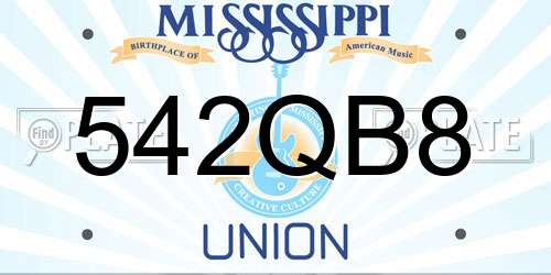 542QB8 Mississippi License Plate