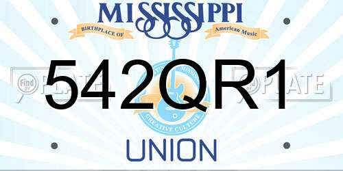 542QR1 Mississippi License Plate
