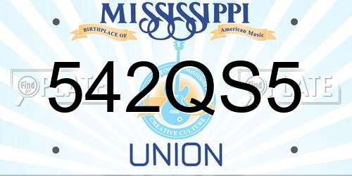 542QS5 Mississippi License Plate
