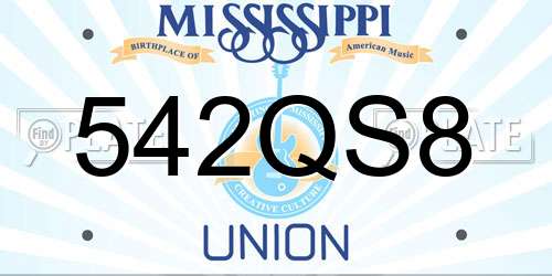 542QS8 Mississippi License Plate