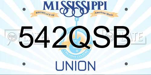542QSB Mississippi License Plate