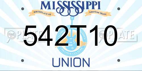 542T10 Mississippi License Plate