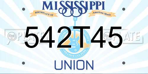 542T45 Mississippi License Plate