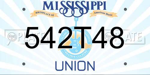 542T48 Mississippi License Plate