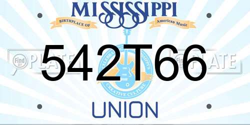 542T66 Mississippi License Plate