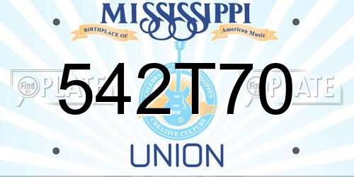 542T70 Mississippi License Plate