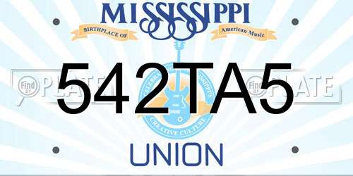 542TA5 Mississippi License Plate
