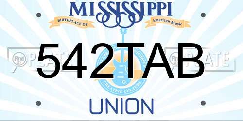 542TAB Mississippi License Plate
