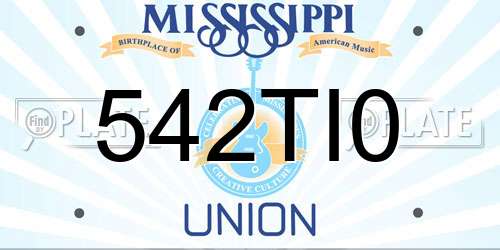 542TI0 Mississippi License Plate