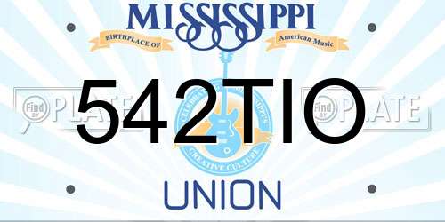 542TIO Mississippi License Plate