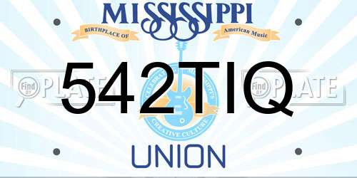 542TIQ Mississippi License Plate