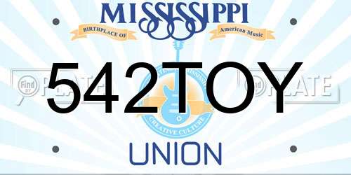 542TOY Mississippi License Plate