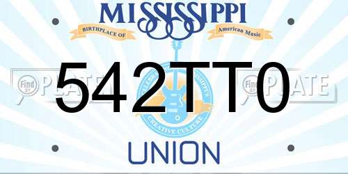 542TT0 Mississippi License Plate