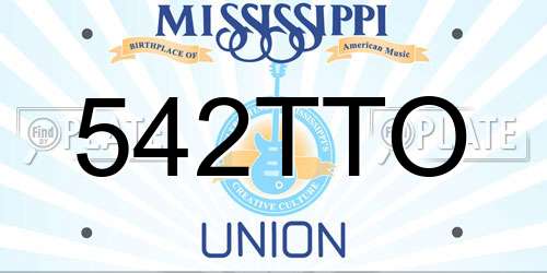 542TTO Mississippi License Plate