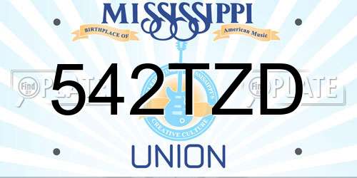 542TZD Mississippi License Plate