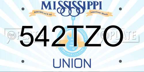 542TZO Mississippi License Plate