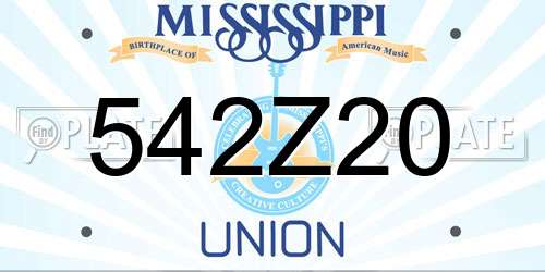 542Z20 Mississippi License Plate