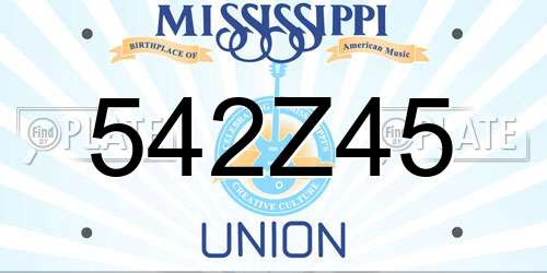 542Z45 Mississippi License Plate