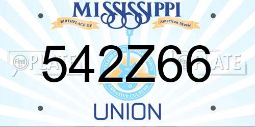 542Z66 Mississippi License Plate