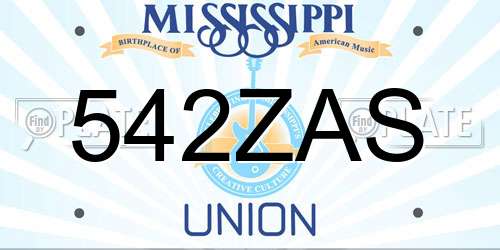 542ZAS Mississippi License Plate