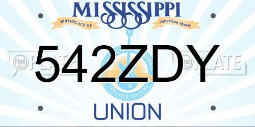 542ZDY Mississippi License Plate