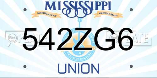 542ZG6 Mississippi License Plate