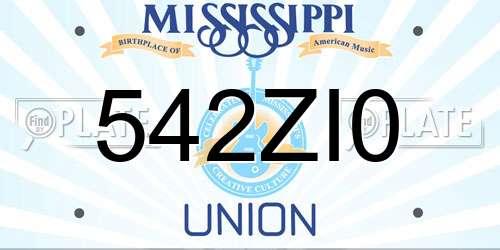542ZI0 Mississippi License Plate