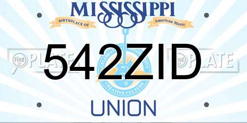542ZID Mississippi License Plate