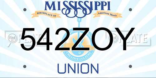 542ZOY Mississippi License Plate