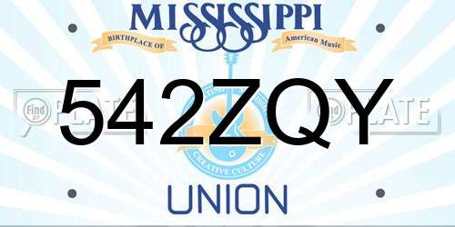 542ZQY Mississippi License Plate