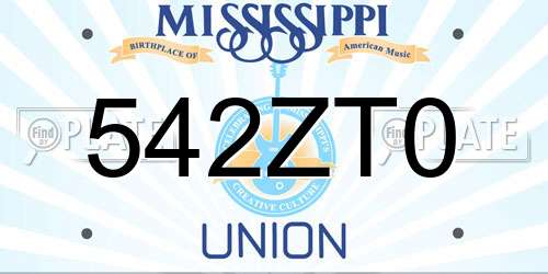 542ZT0 Mississippi License Plate