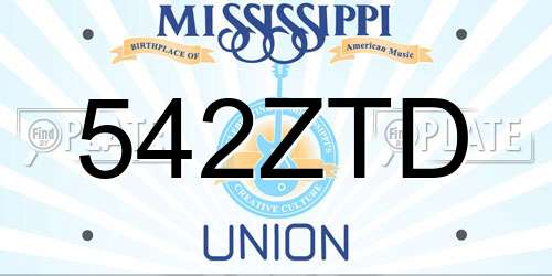 542ZTD Mississippi License Plate