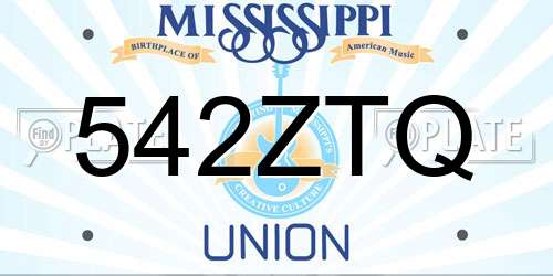542ZTQ Mississippi License Plate