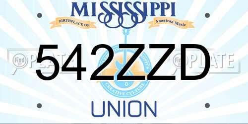 542ZZD Mississippi License Plate