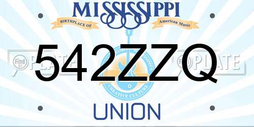542ZZQ Mississippi License Plate