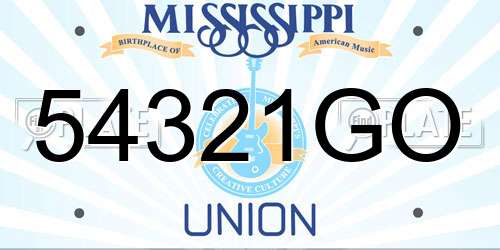 54321GO Mississippi License Plate