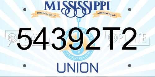 54392T2 Mississippi License Plate