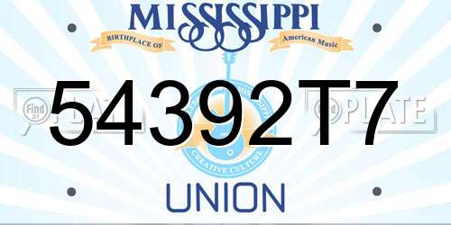 54392T7 Mississippi License Plate