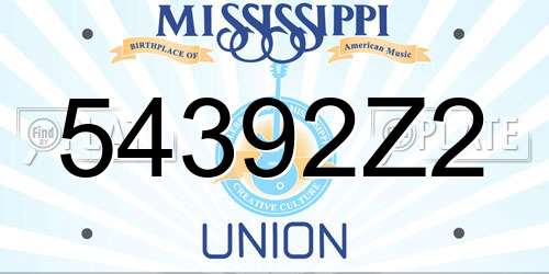 54392Z2 Mississippi License Plate