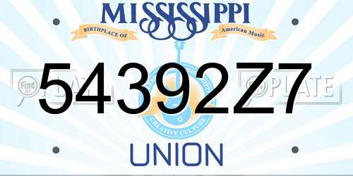 54392Z7 Mississippi License Plate