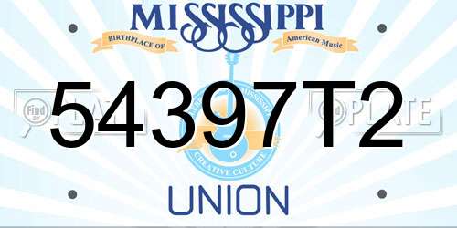 54397T2 Mississippi License Plate