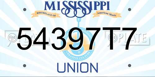54397T7 Mississippi License Plate