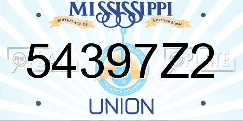 54397Z2 Mississippi License Plate