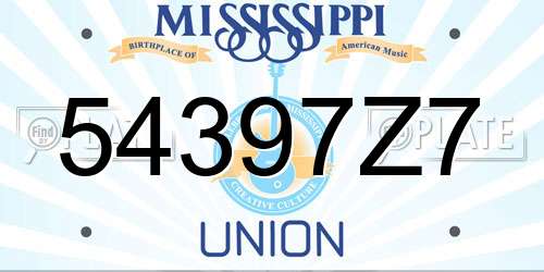 54397Z7 Mississippi License Plate