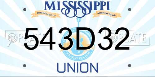 543D32 Mississippi License Plate
