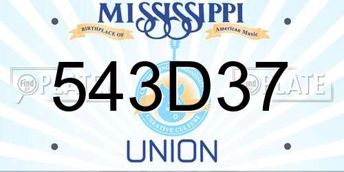 543D37 Mississippi License Plate