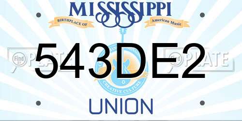 543DE2 Mississippi License Plate